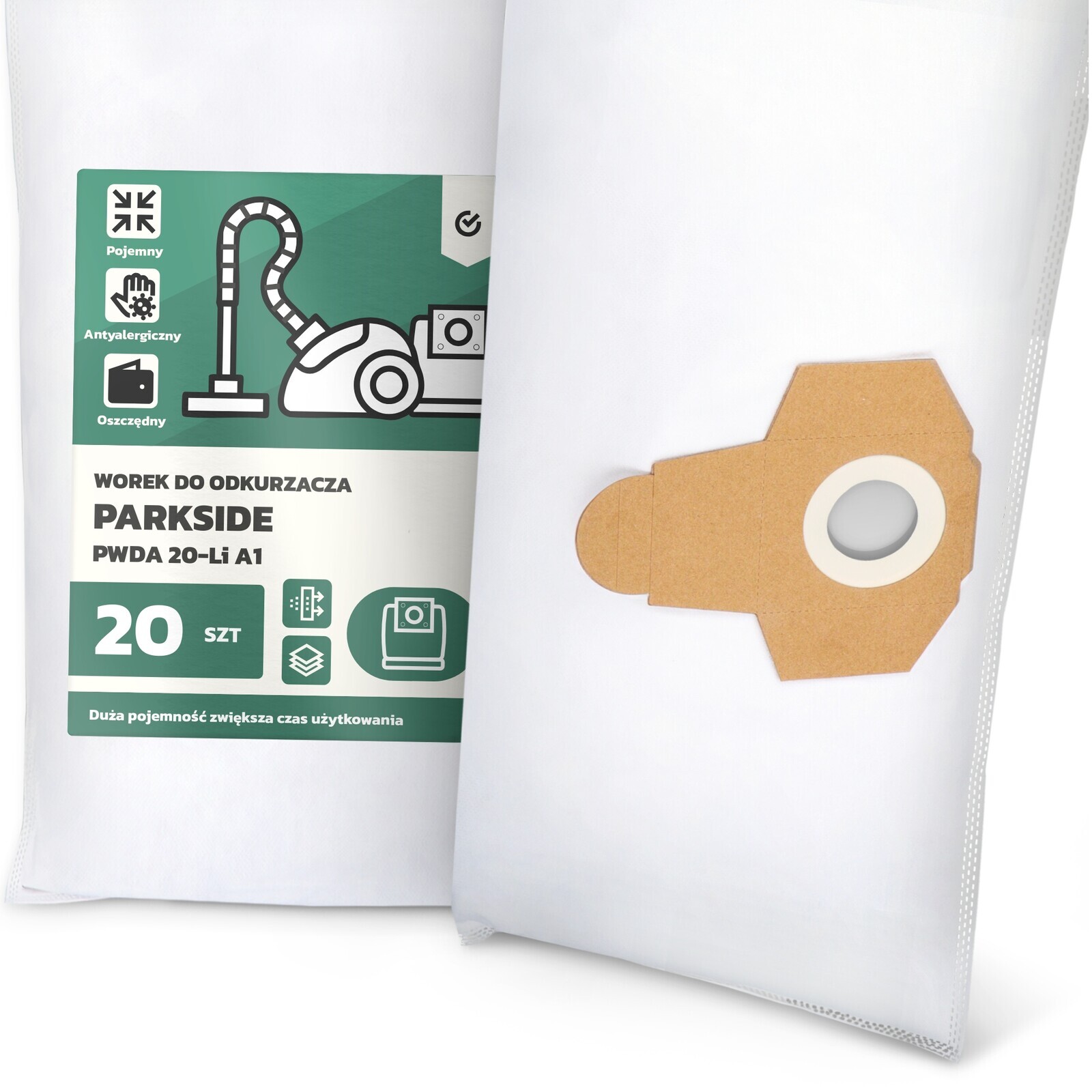 20 x Sáček do Vysavače Parkside Pwda 20-Li A1 Syntetický textilní G9