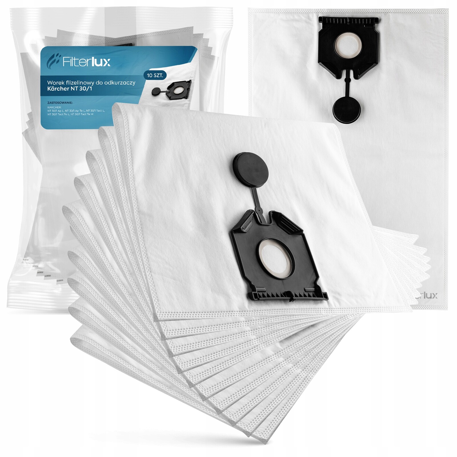 10 x Flizelinové Filtrační Sáčky Pro Stavební Vysavač Karcher Nt 30/1