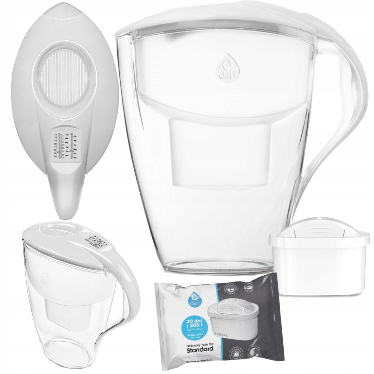 Filtrační konvice Dafi Astra bílá 3 l, manuální kalendář, náplň Unimax