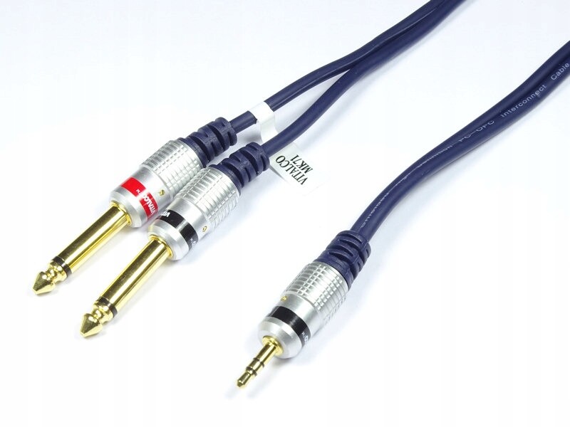 Kabel Jack 3.5 stereo 2 x konektor Jack 6.3 mono Vitalco 7.5 m 13834