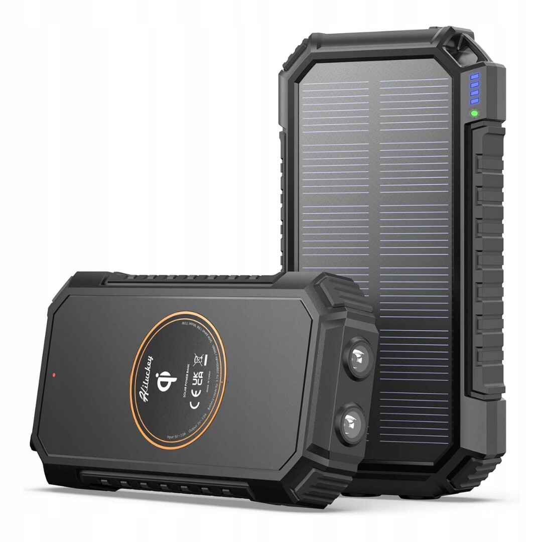 Solární nabíječka 26800 mAh Hiluckey Power Bank Qi rychlé Usb-c 4 výstupy