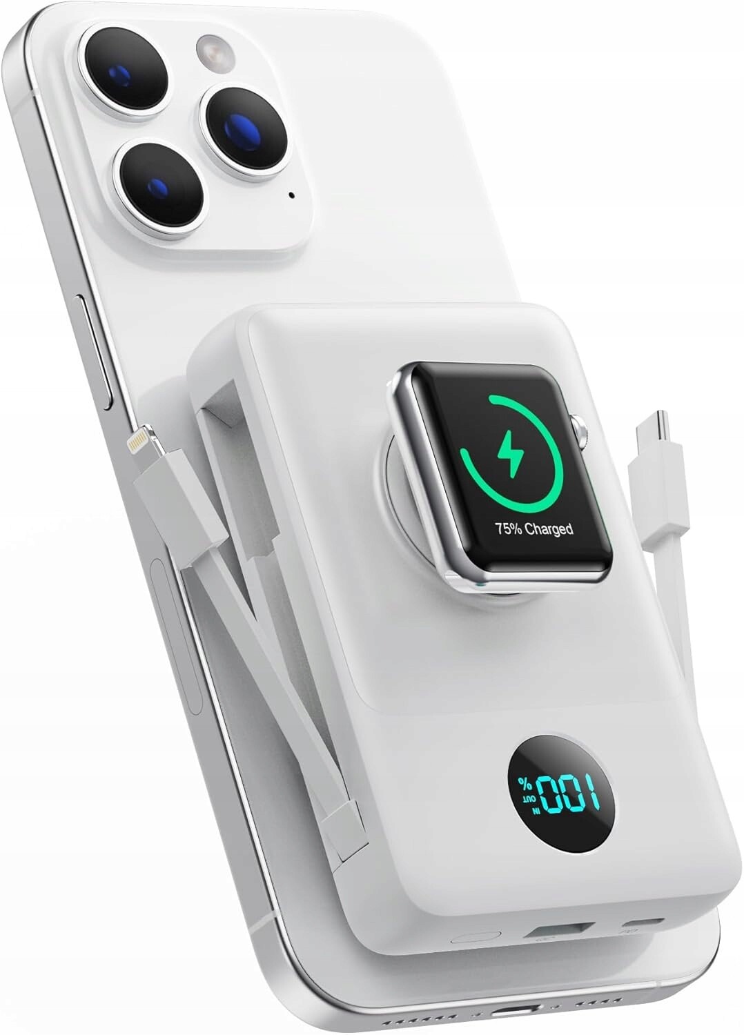 Magentická Powerbanka Magsafe 10800 mAh Pro Apple A Iwatch Qc 4.0 22,5W Bílá