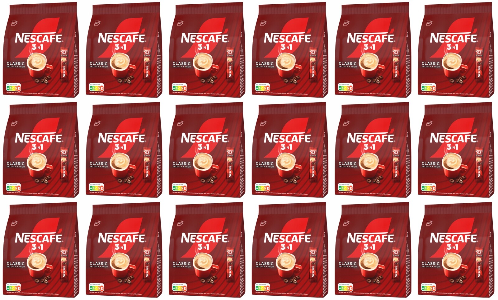Sada 18 kusů Nescafe, balení 10 ks, sáček 3v1