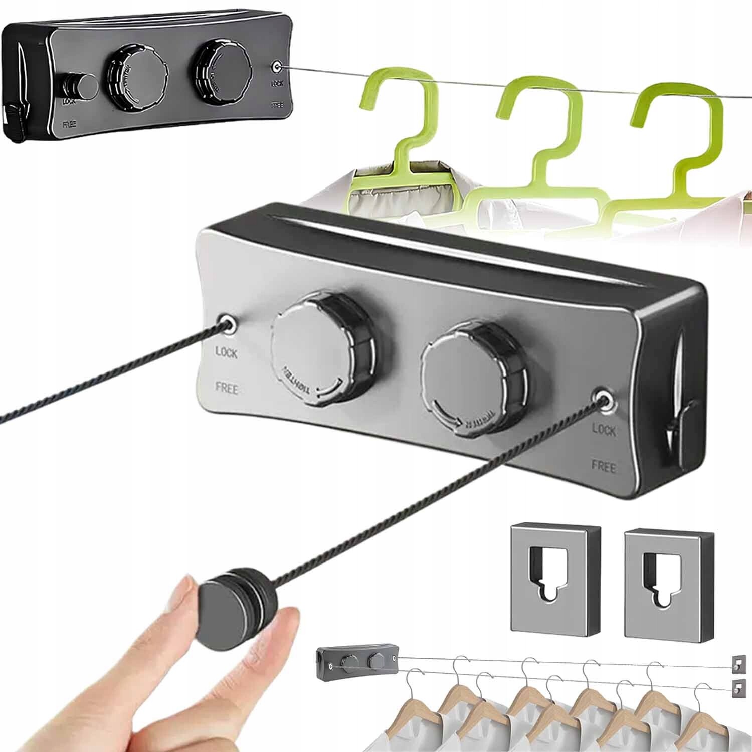 Alu Sušák s provázkovou koupelnovou stěnou, roztahovatelný, 5.1 m