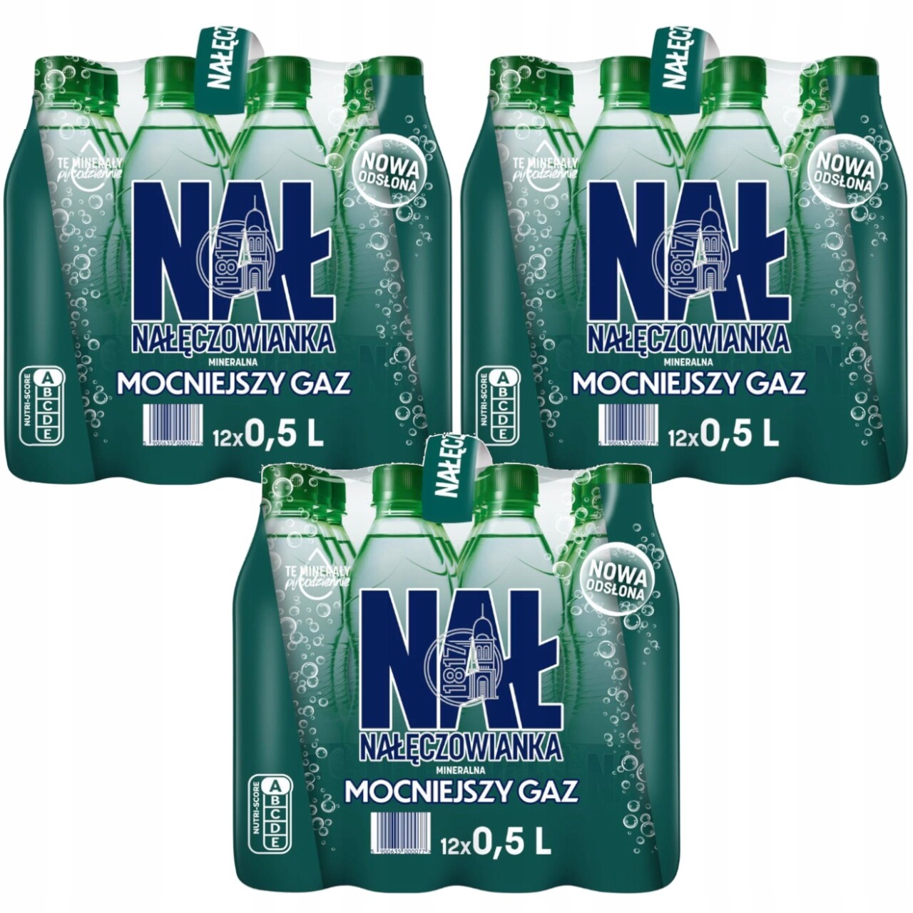 36 x perlivá minerální voda Nałęczowianka, silnější plyn 0,5 l