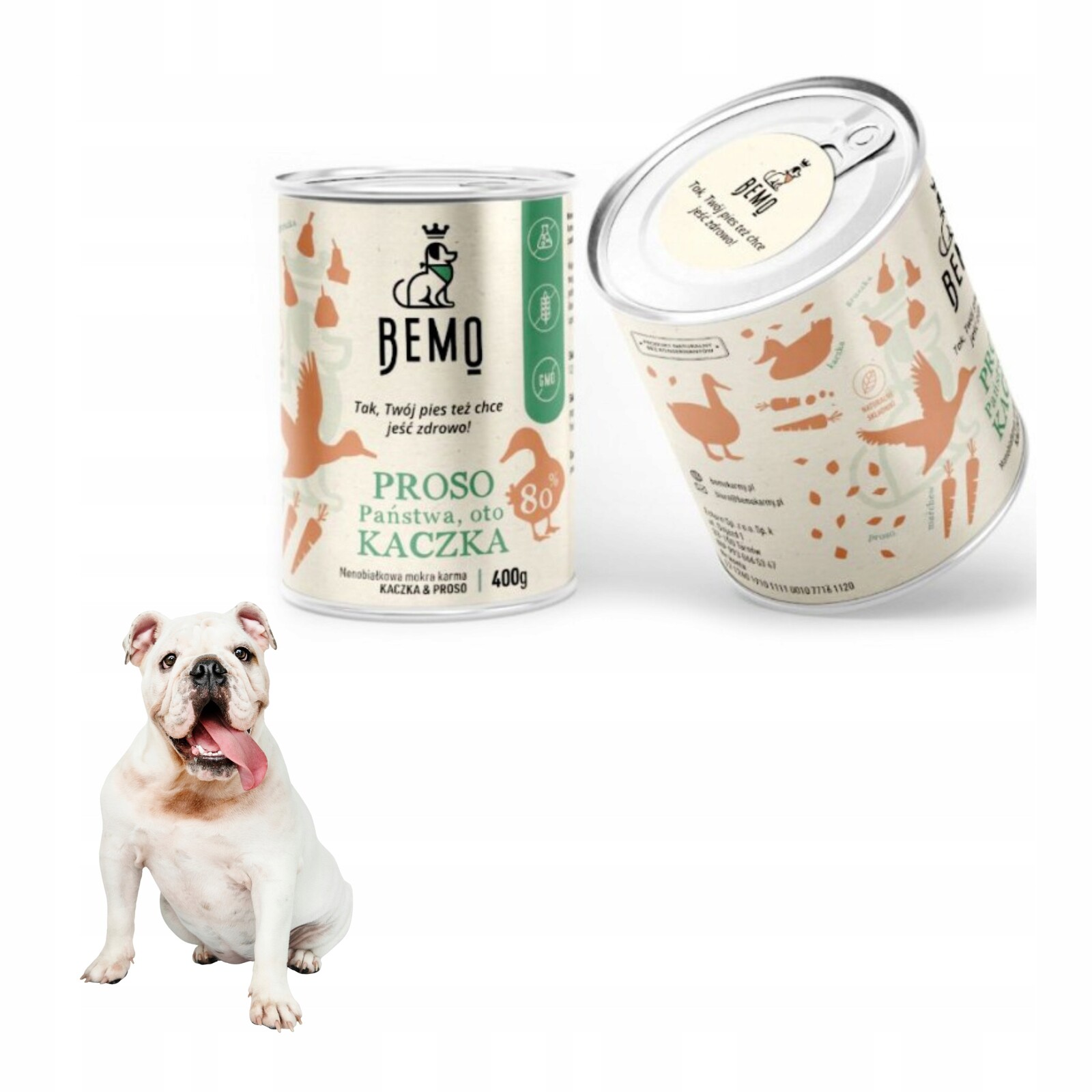 Vlhké krmivo pro psy Bemo 6x800 g Proso, to je Kačenka, proteinová konzerva