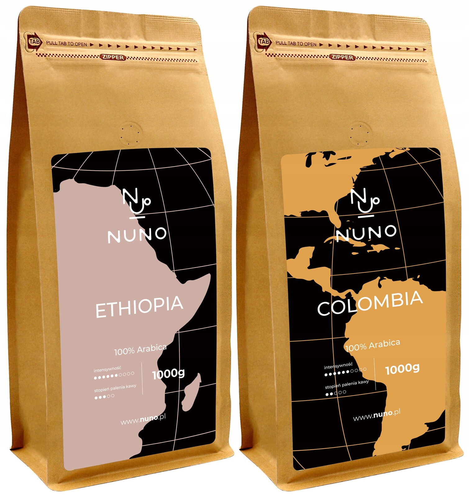 Káva Zrnková 1kg x2 100% Arabica Čerstvě pražená 72h Nuno Ethiopia Colombia