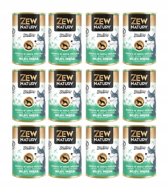 Zew Natury Junior bohatá na králičí srdce 12 x 400 g pro štěňata a malá plemena