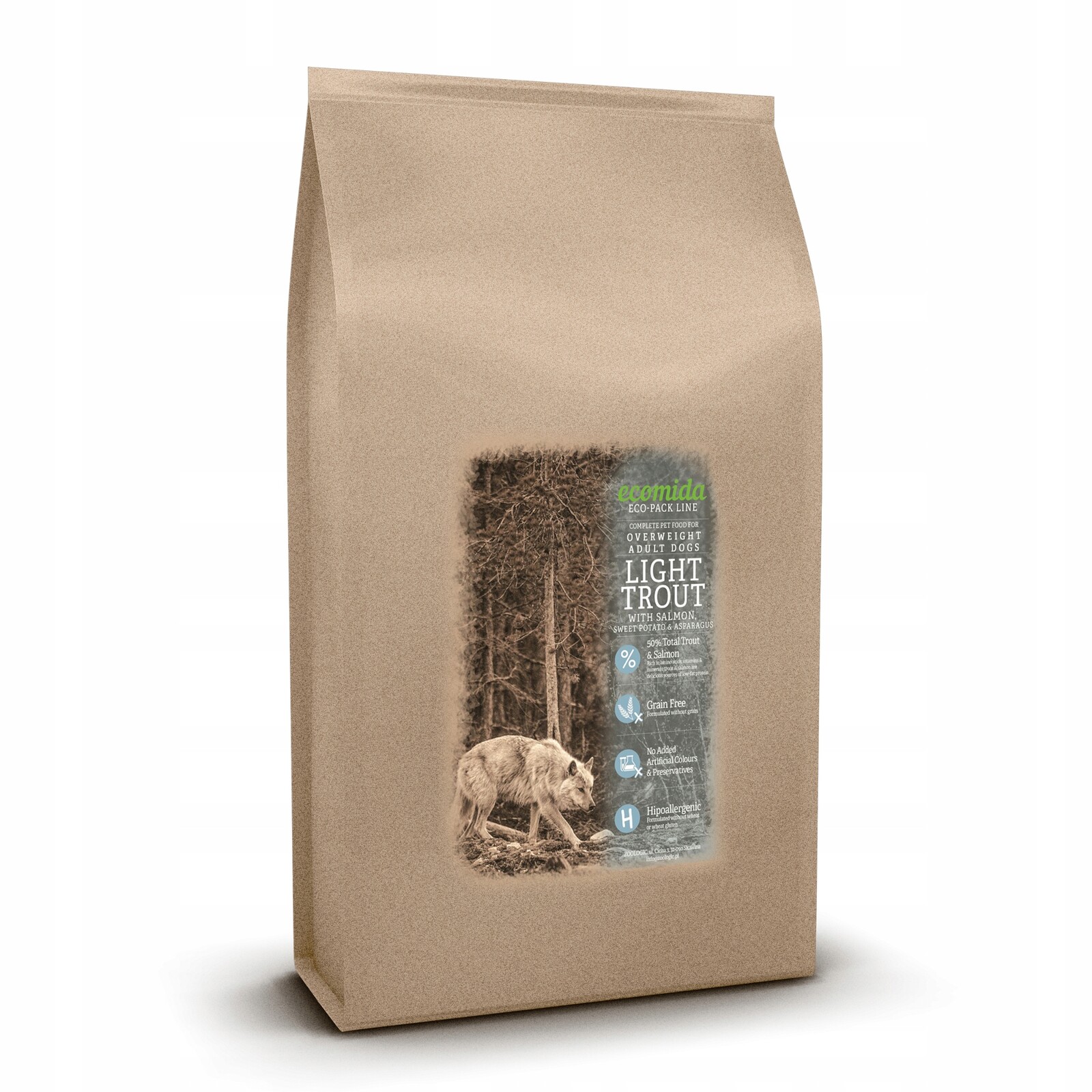 Ecomida Monob. Hypo. Bez obilovin Light/Senior Pstruh, Losos 6kg pes nadváha