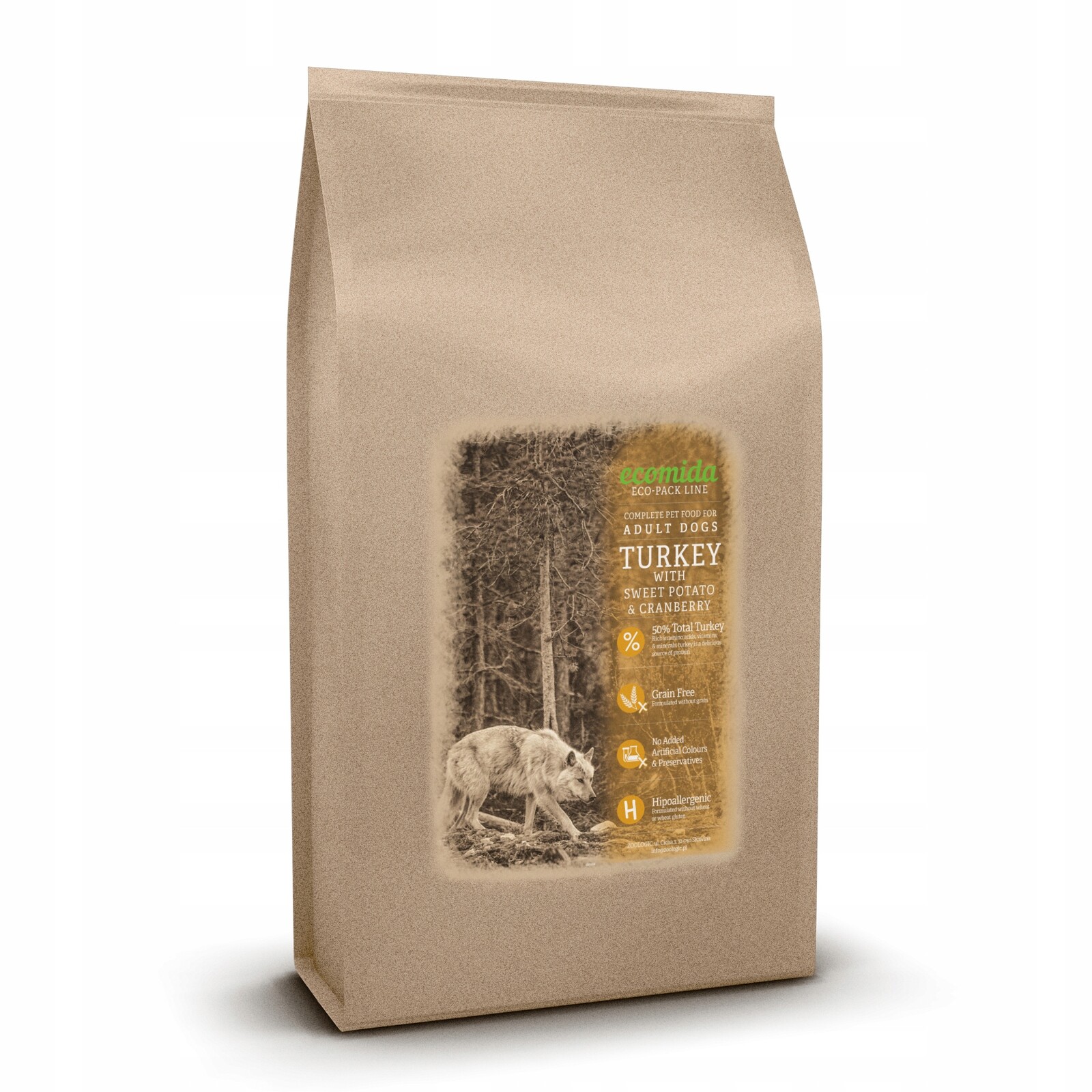 Ecomida Bez obilovin Hypoallergenic Monoproteinová Krůta 15 kg Suché Krmivo Psi