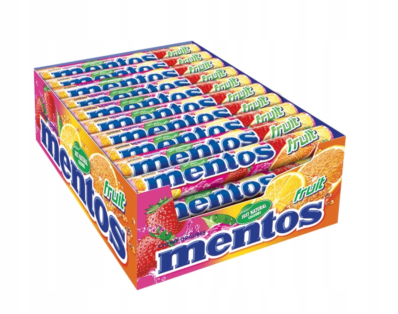 Set 40 Kusů Mentos fruit žvýkačka žvýkací bonbóny s ovocnou příchutí 38 g