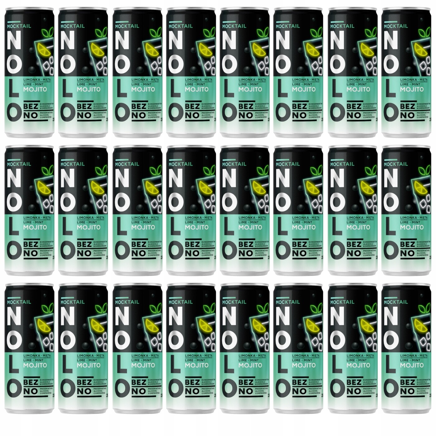 24X Plechovka Nolo Mojito Nealkoholický Nápoj 250ML Limetka Máta Drink
