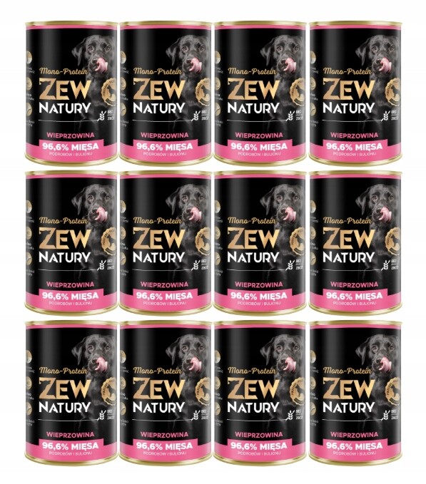 Zew Natury s vepřovým masem 12x400 g Vlhké Krmivo pro psy Monoproteinové