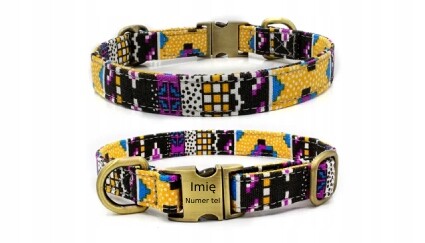 Personalizovaný barevný obojek s krásnými vzory Velikost L gravírování Bonus!