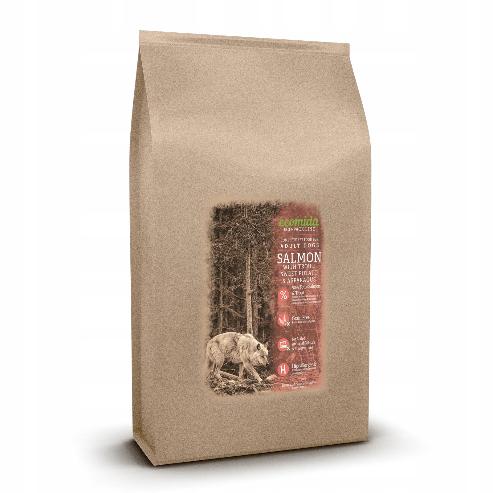 Ecomida Bez obilovin Mono Losos 6 kg Hypoallergické suché krmivo Dospělý pes