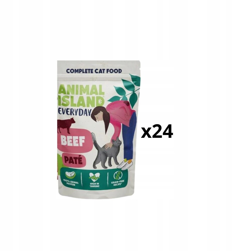 Animal Island Mokré Krmivo Pro Kočky Paštika Z Hovězího Masa 24×100 G (2×12-PACK)