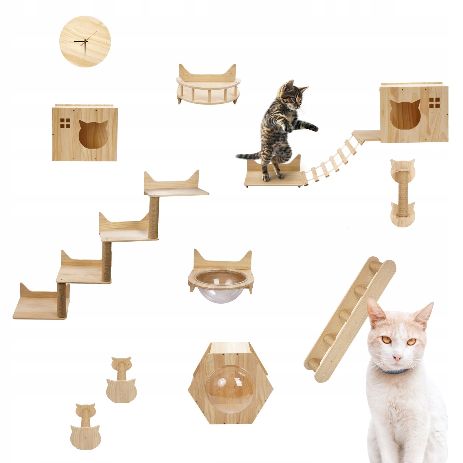 Dětské hřiště pro kočky Lezecká stěna 11 dílků Pelíšek domeček Budka