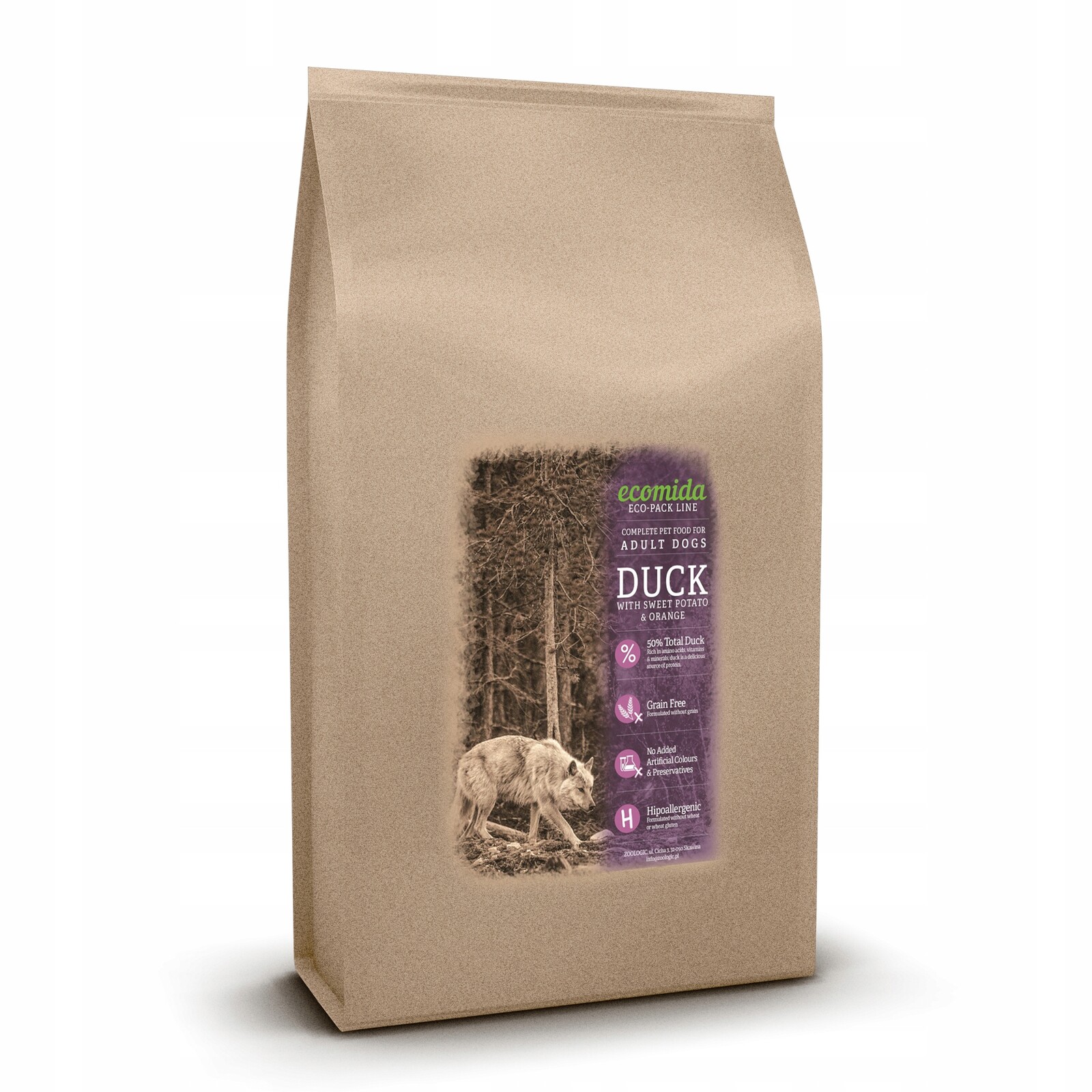 Ecomida -Monob. Hypo. Bez obilovin Kachna 6 kg dospělý pes