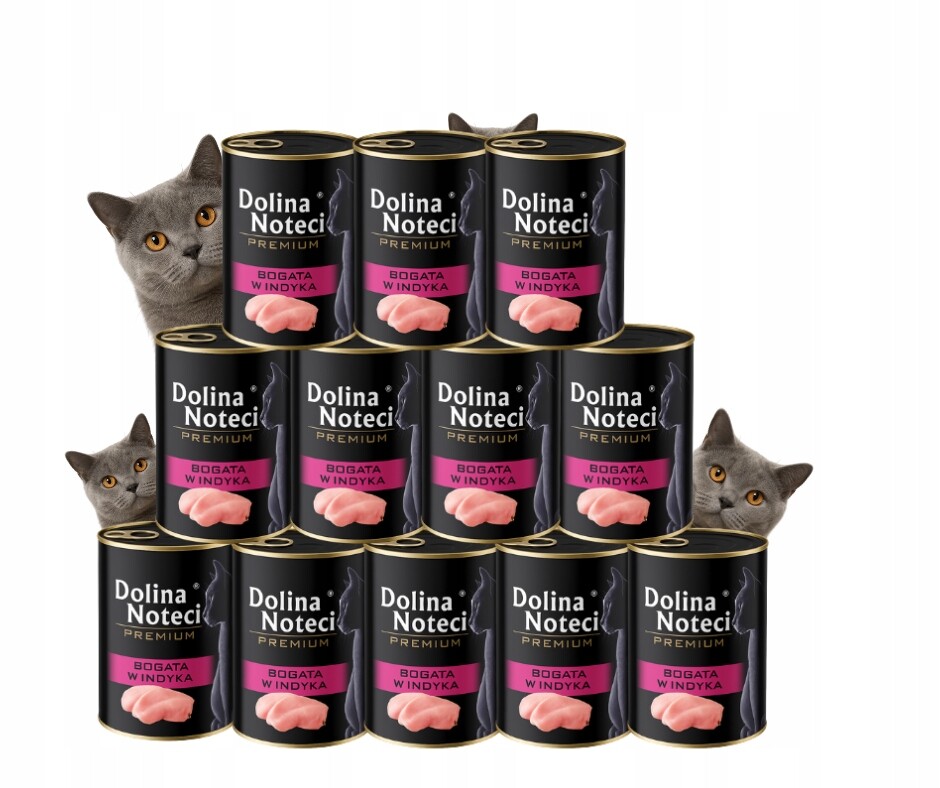 Krmivo pro kočky Dolina Noteci prémiové, bohaté na krůtu, sada 12 x 400 g