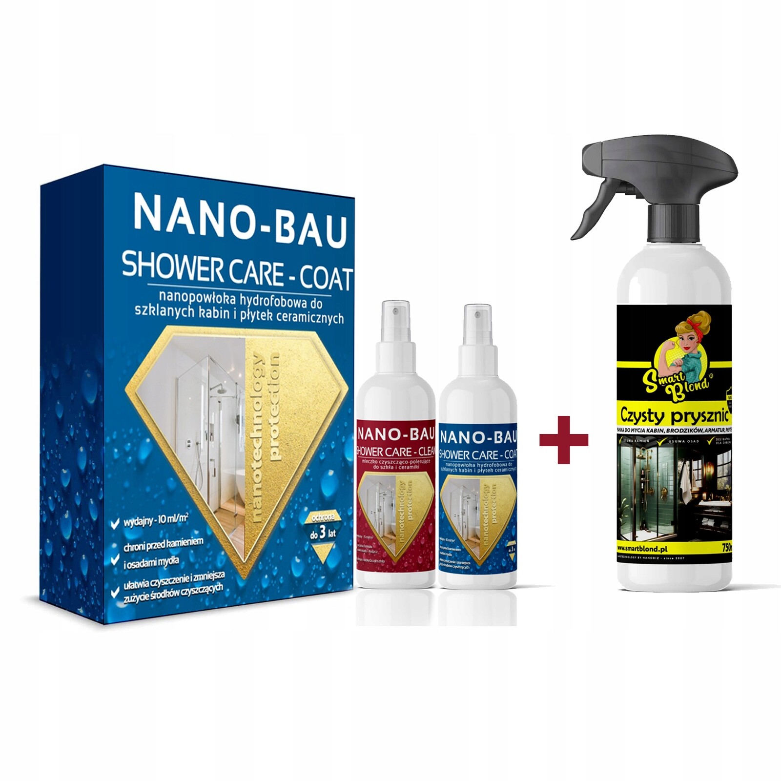 Sada pro kabiny Nano-bau shower kit 60 Ml Smartblond čistá sprcha 750 ml