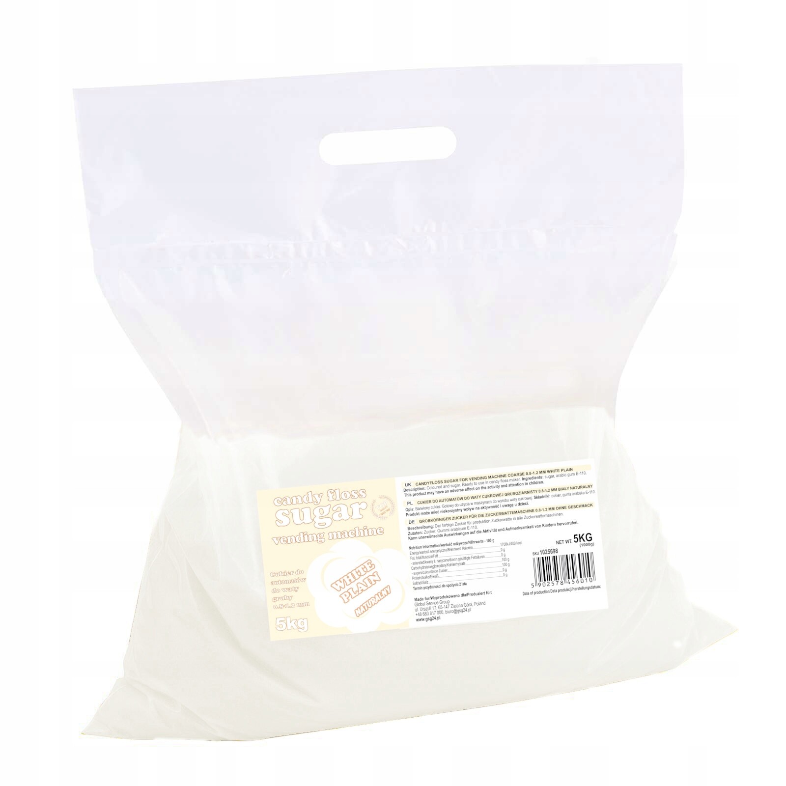 Cukr do automatu na cukrovou vatu přírodní Bílý 5 kg