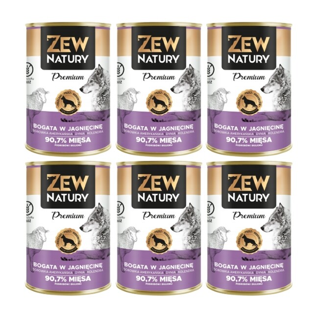 Zew Natury Premium Bohaté na jehněčí maso 6x800 g Vlhké Krmivo pro psy