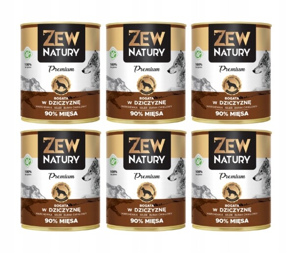 Zew Natury Premium Bohaté na zvěřinu 6x800g Vlhké Krmivo pro dospělé psy