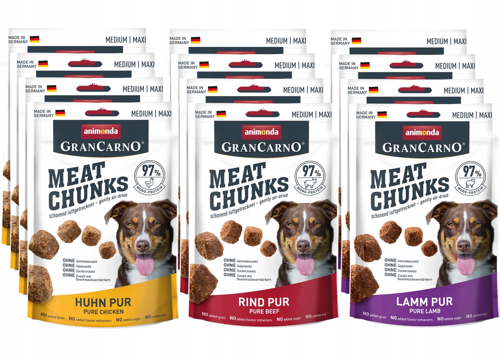 Animonda Meat Chunks Masové kousky Set x12 Hovězí/Jehněčí/Kuřecí maso