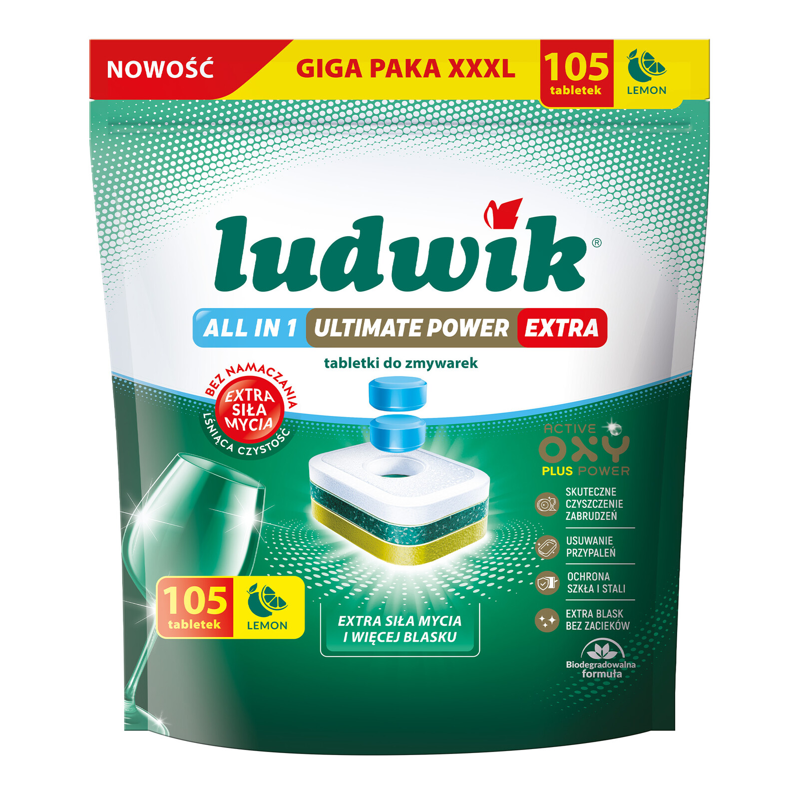 Ludwik tablety do myčky nádobí All in 1 Ultimate Power extra 105 ks lemon