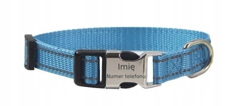 Obojek s gravírováním pro psa kočku Váš Nápis! Reflexní modrá L