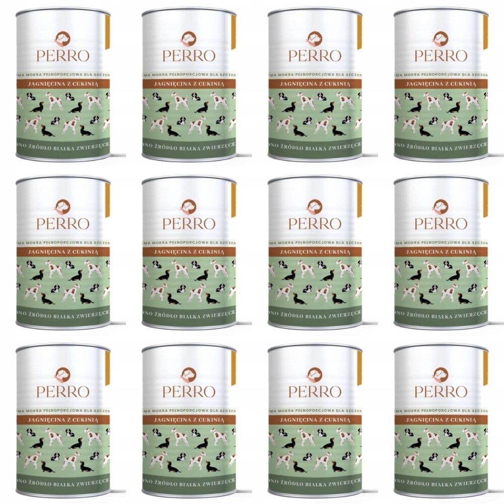 Vlhké krmivo pro psy Perro Junior Jehněčí s cuketou 12 x 400 g
