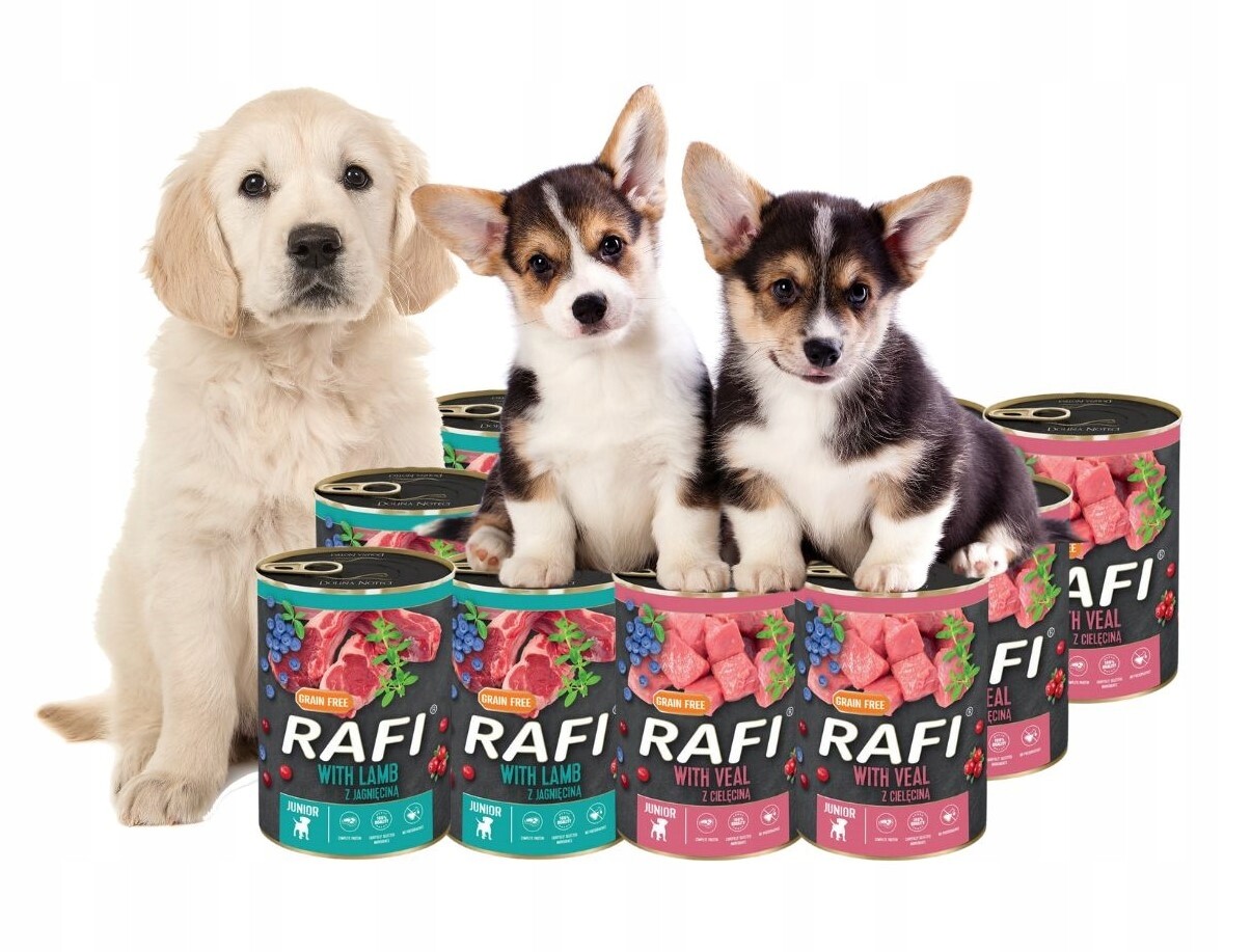 Rafi vlhké krmivo pro psy Junior MIX Chutí 12x400g Dolina Noteci