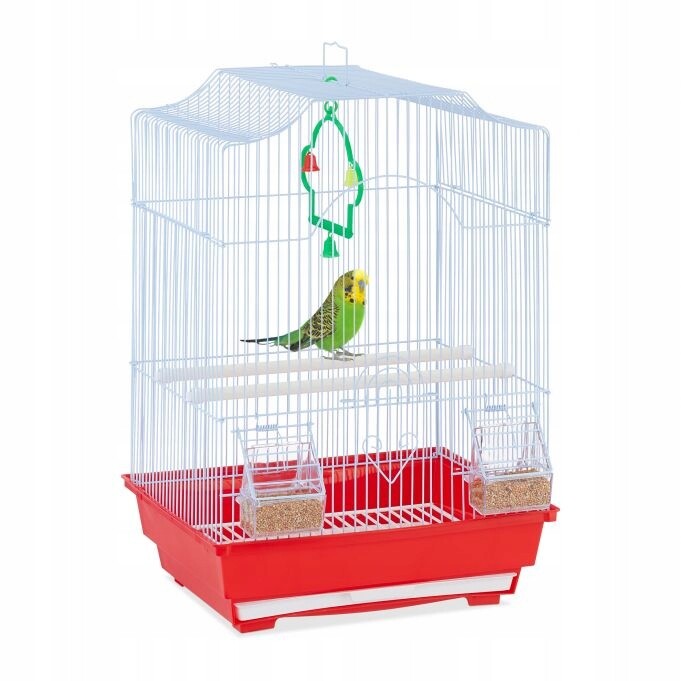 Relaxdays Červená klec pro ptáky s příslušenstvím