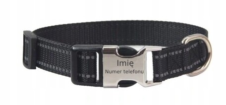Obojek s gravírováním pro psa kočku Váš Nápis! Reflexní černá L