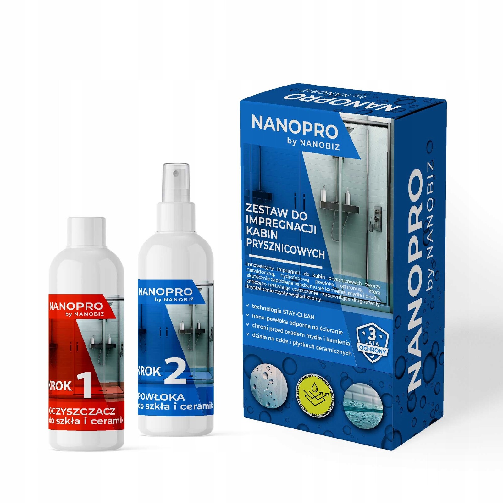 Nanopro sada pro impregnaci sprchových koutů 60 Ml/60 Ml shower care