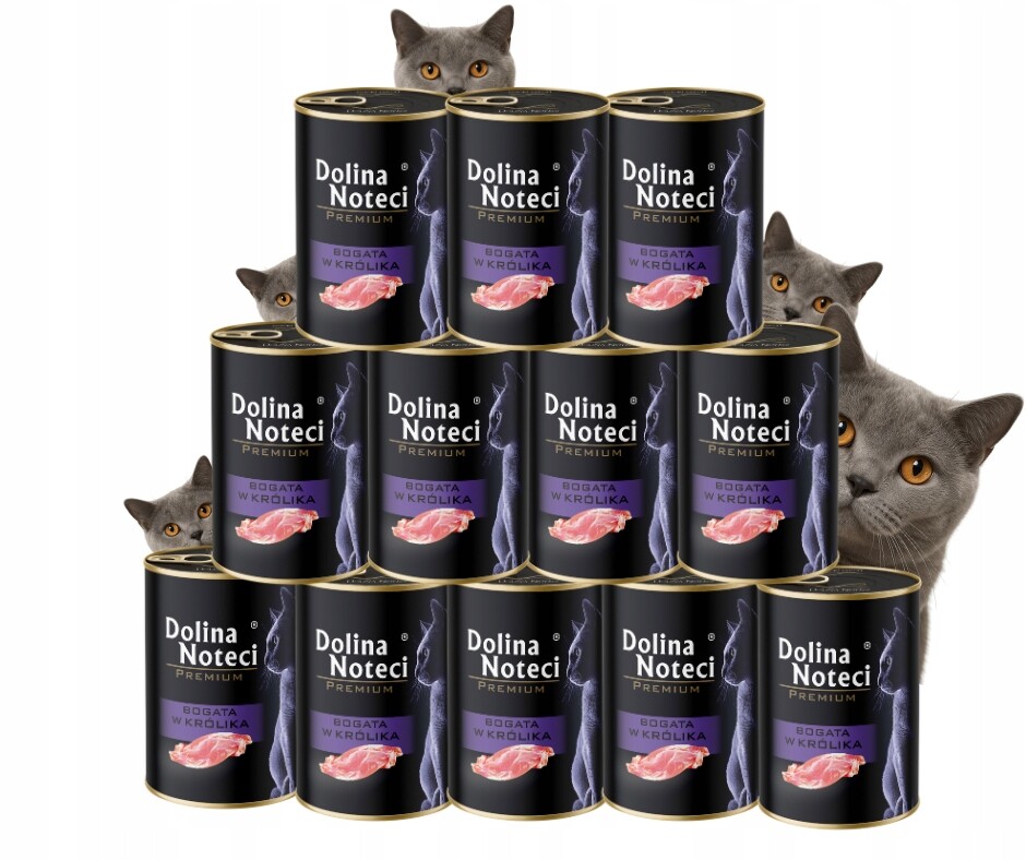 Krmivo pro kočky Dolina Noteci prémiové, bohaté na králíka, 12 x 400 g