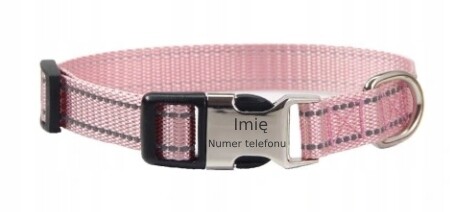 Obojek s gravírováním pro psa kočku Váš Nápis! Reflexní růžová L