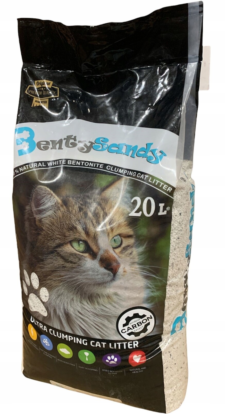 Bentonitové stelivo Benty Sandy Active Carbon 20L do záchodu pro kočky