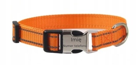 Obojek s gravírováním pro psa kočku Váš Nápis! Reflexní oranžová L