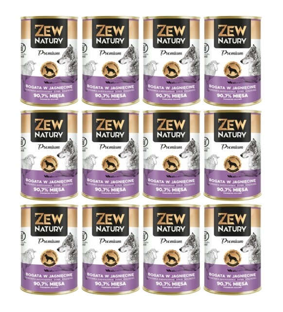 Zew Natury Premium Bohatá na jehněčí maso 12x400 g pro dospělé psy