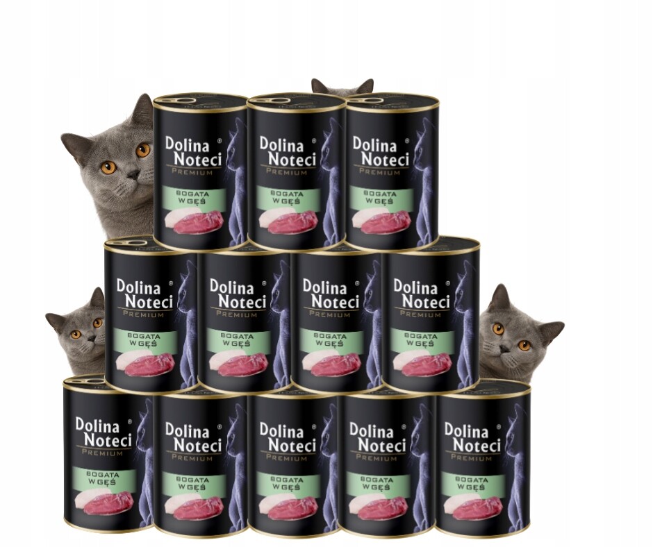 Krmivo pro kočky Dolina Noteci prémiové bohaté na husí maso 12x400 g
