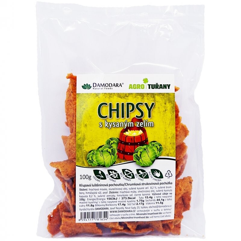 Damodara Chipsy s kysaným zelím 100g
