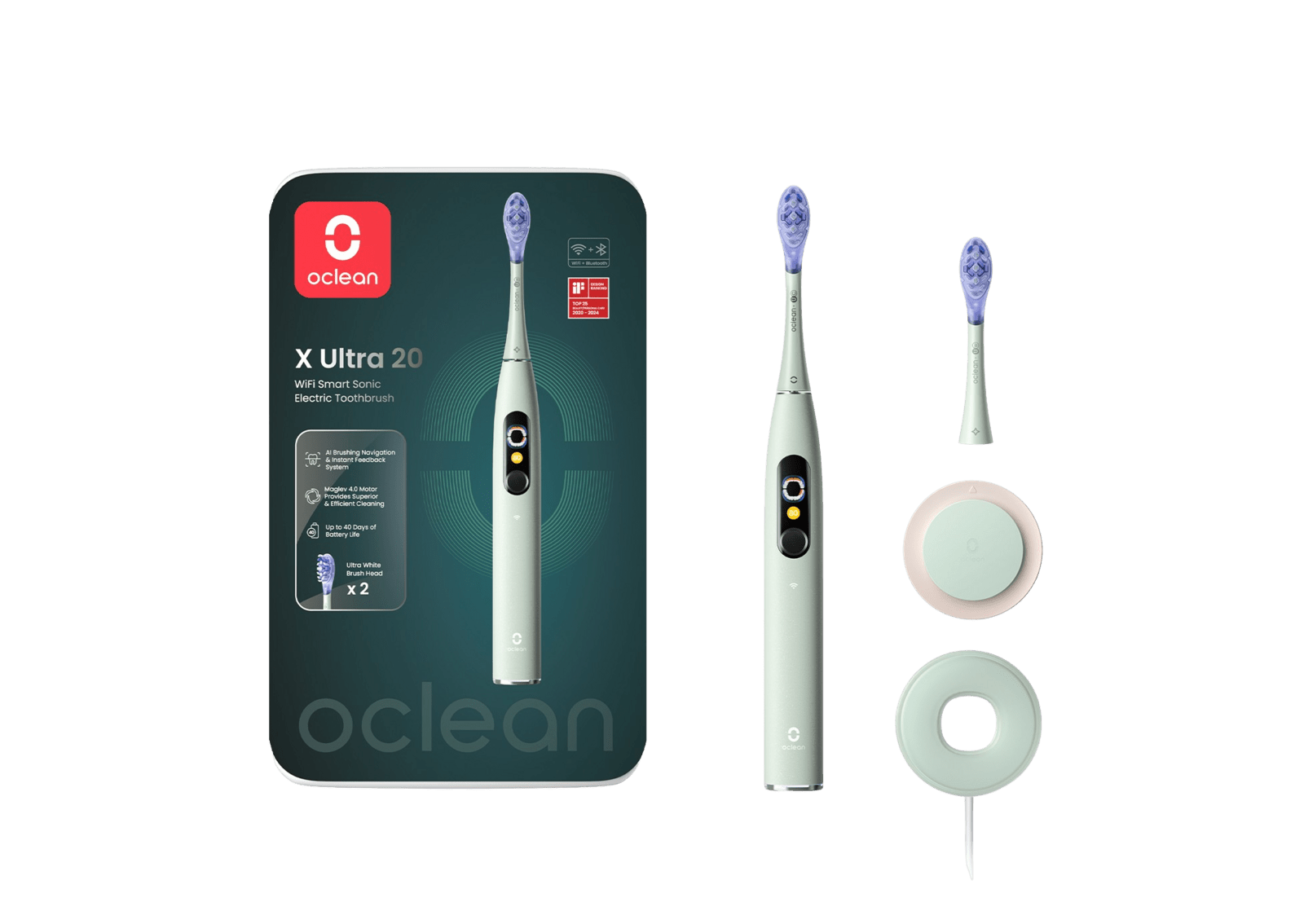 OCLEAN X Ultra 20 Green sonický kartáček, zelená