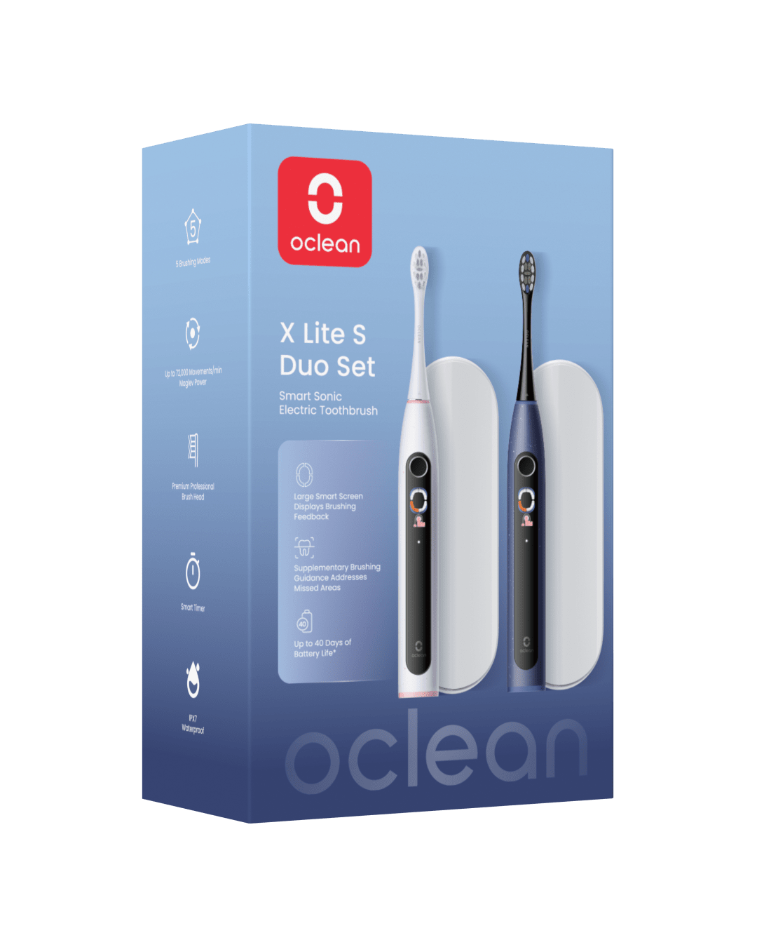 OCLEAN X Lite S DUO Set, Dark Blue + Grey, sonické kartáčky 2 ks
