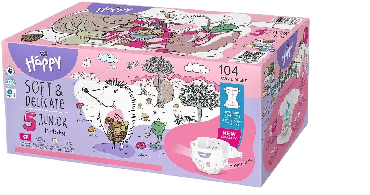 BELLA Happy Soft&Delicate Dětské plenky 11-18kg 104 ks