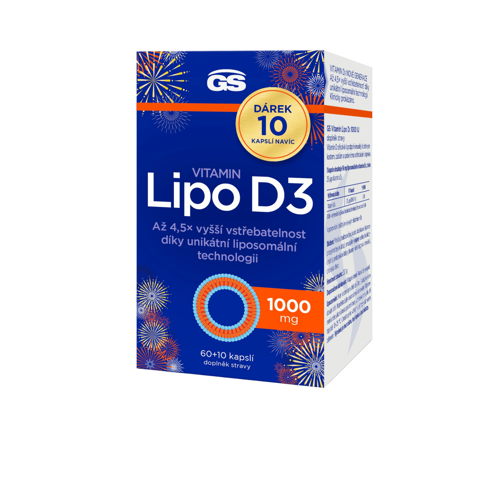 GS Vitamin Lipo D3, 1000 IU, 70 kapslí