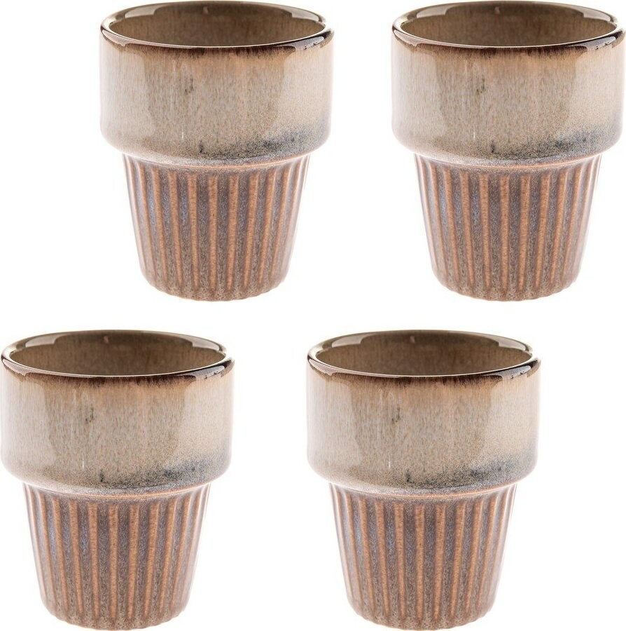 Béžové šálky v sadě 4 ks na espresso z kameniny 100 ml Tone – Dakls