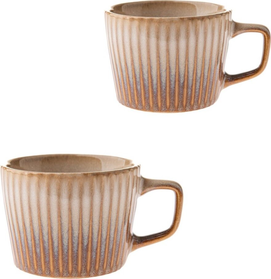 Béžové hrnky v sadě 2 ks na cappuccino z kameniny 190 ml Tone – Dakls