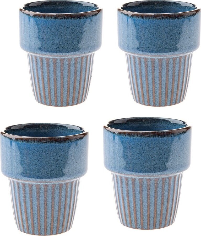 Modré šálky v sadě 4 ks na espresso z kameniny 100 ml Tone – Dakls