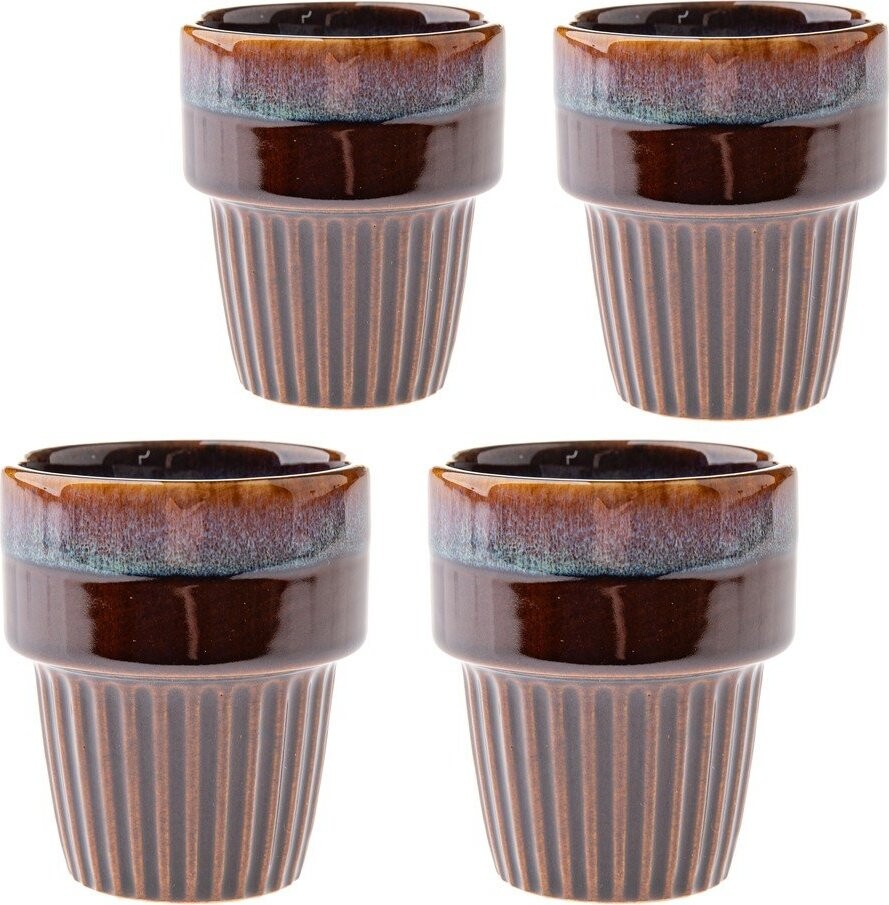 Hnědé šálky v sadě 4 ks na espresso z kameniny 100 ml Tone – Dakls
